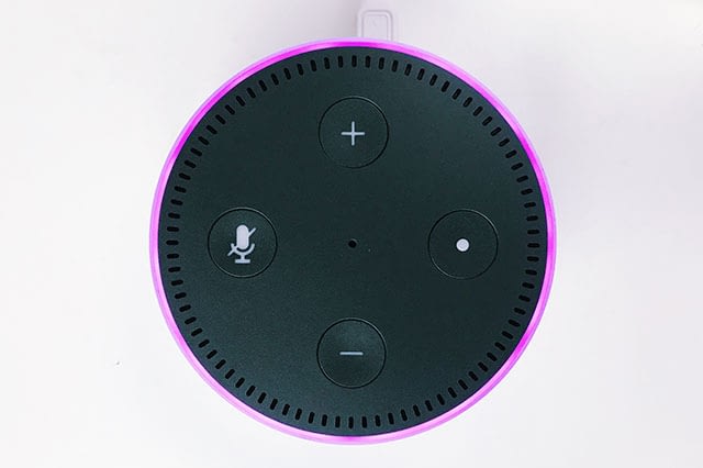 Amazon Echo Dot device viewed from above